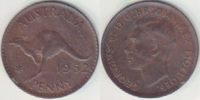 1952 A. Australia Penny (bitten flan) A003091